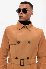 Trench-coat croisé à ceinture couleur fauve Antioch
