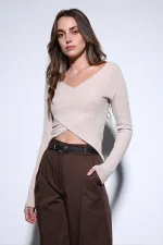 Antioch Bej Kruvaze Kadın Bluz