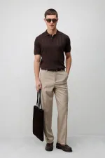 Antioch Coffee Textured Knit Men's Polo T-Shirt