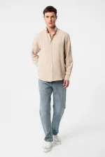 Chemise homme Antioch Stone en lin mélangé à col boutonné