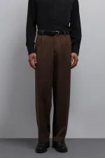 Antioch Kahve Relax Fit Baggy Pilili Erkek Pantolon