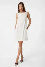 Antioch Ecru Linen Blend Women's Mini Dress