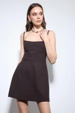 Antioch Kahve Askılı Elbise