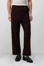 Antioch Burgundy Pleated Relaxed Fit Men's Trousers