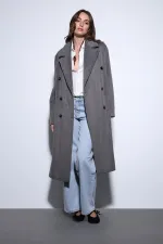 Antioch Antrasit Kruvaze Kadın Kaban