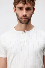Antioch Off-White Textured Men's Knit T-Shirt
