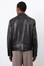 Antioch Koyu Kahve 100% Deri Biker Ceket