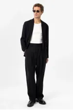 Antioch Black Pleated Baggy Fit Men's Trousers