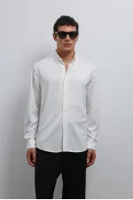 Antioch Beyaz Düğmeli Yaka Relax Fit Erkek Gömlek