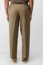 Antioch Khaki Lyocell Relaxed Fit Pleated Men's Trousers Antioch Khaki Lyocell Relaxed Fit Pleated Men's Trousers