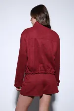 Veste bomber en daim bordeaux Antioch