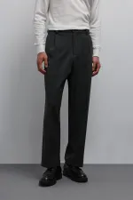 Antioch Antrasit Relax Fit Baggy Pilili Erkek Pantolon