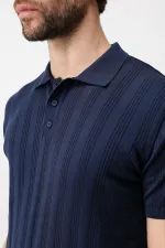 Polo homme Antioch Navy en maille texturée