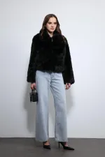 Antioch Siyah Peluş Görünümlü Mont