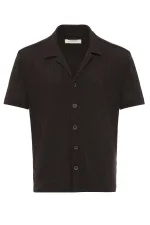 Antioch Coffee Apache Collar Knitted Pattern Men's Shirt