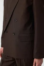 Veste blazer homme Antioch Coffee Relax Fit en lin mélangé