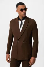 Antioch Coffee Double-Breasted Unlined Men's Blazer Jacket
