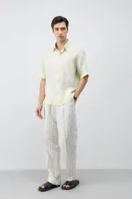 Chemise homme Antioch jaune 100 % lin coupe décontractée