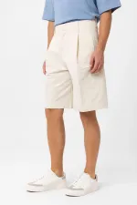 Bermuda plissé taille haute décontracté Antioch Stone pour homme