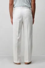 Antioch Beyaz Keten Karışımlı Erkek Baggy Pantolon