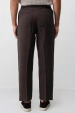 Pantalon homme Antioch marron foncé en lyocell, coupe décontractée et plissé