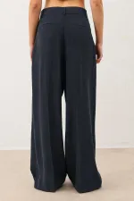 Antioch Lacivert Pileli Palazzo Kadın Pantolon