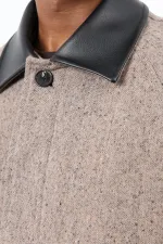 Antioch Vizon Yün Karışımlı Kontrast Yaka Erkek Kaban