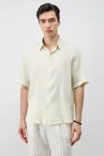 Chemise homme Antioch jaune 100 % lin coupe décontractée