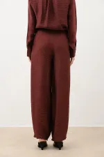 Pantalon drapé à jambes ajustables Antioch Burgundy pour femme