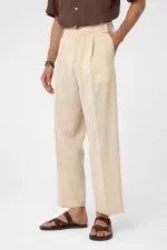 Antioch Stone High Waist Pleated Relax Fit Men's Trousers