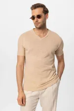 Antioch Bej V Yaka Basic Erkek T-Shirt