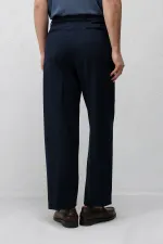 Antioch Navy Relax Fit Pleated Men's Trousers