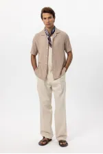 Antioch Beige Textured Crochet Men's Shirt