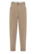 Pantalon Antioch marron clair, taille haute, plissé, coupe décontractée, pour homme