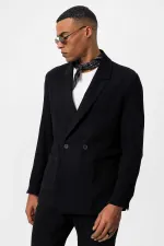 Antioch Black Double-Breasted Unlined Men's Blazer Jacket