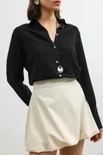 Chemise rayée Antioch Black 100 % lyocell pour femme avec mouchoir