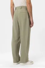 Antioch Haki Pileli Baggy Fit Erkek Pantolon