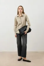 Antioch Beige Basic Slim Fit Women's Shirt