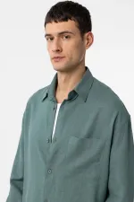 Chemise homme Antioch Green en lin mélangé coupe décontractée