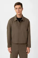 Antioch Haki Gizli Düğme Mevsimlik Relax Fit Erkek Mont