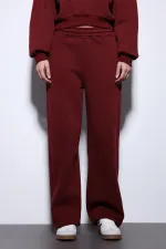 Pantalon de survêtement Antioch Burgundy Basic à ourlet ajustable pour femme
