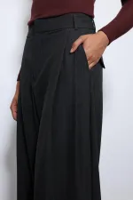 Antioch Füme Çizgili Geniş Paça Pantolon