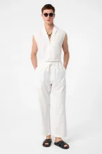 Antioch Ecru Linen Blend Jogger Men's Pants