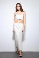 Jupe midi en satin Antioch Stone