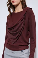 Antioch Bordo Drapeli Şal Detaylı Top