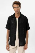 Chemise homme Antioch noire texturée au crochet