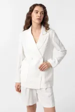 Antioch Ekru Kruvaze Kadın Blazer Ceket