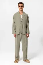 Antioch Haki Oversize Astarsız Erkek Blazer Ceket