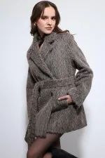 Antioch Kahve Kısa Suni Kürklü Kaban