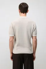 Antioch Taş Comfort Slim Fermuarlı Erkek Triko T-Shirt